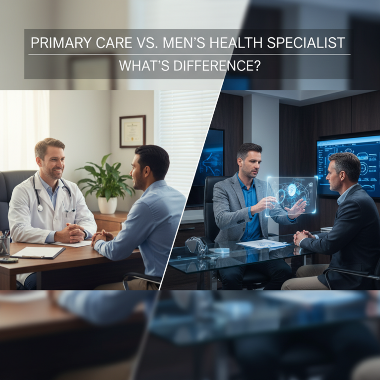 Primary care vs. men's health specialist: Doctor comparison, men's healthcare, specialized care, health differences.