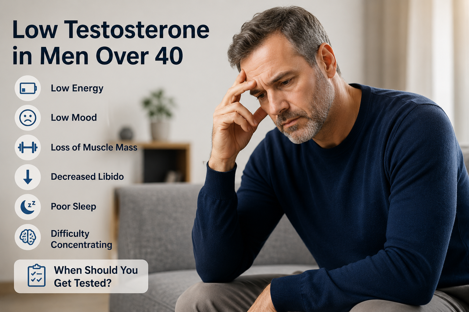 Low testosterone symptoms in men over 40