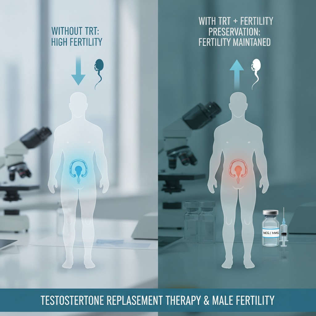 Professional illustration of How Does Testosterone Replacement Therapy Affect Male Fertility?